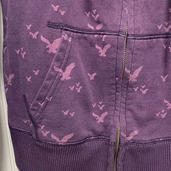 American Eagle Purple Hoodie with Bird Print - Picture 2 of 4